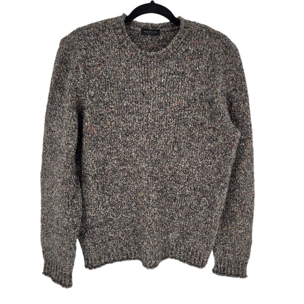 Phil Petter Mens Large multcolor speckled long sleeve sweater Wool Silk blend